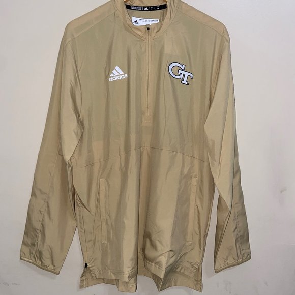 Adidas Georgia Tech Yellow Jackets Team Issue Windbreaker Jacket Mens H55692 - Picture 1 of 10